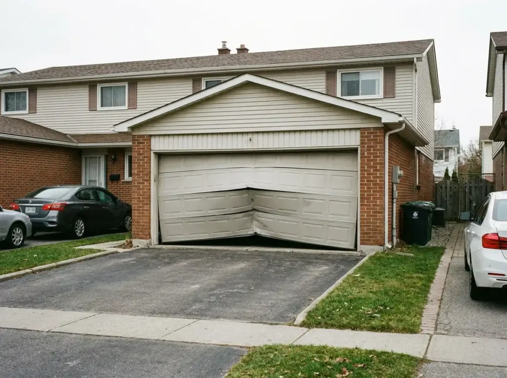Bent and Damaged Garage Door