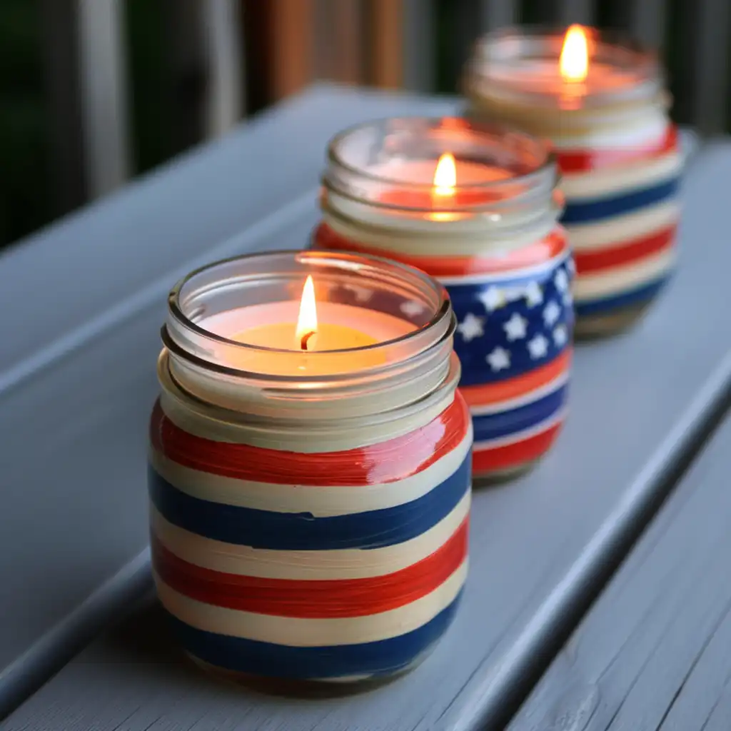 4th of July Mason Jar Candles