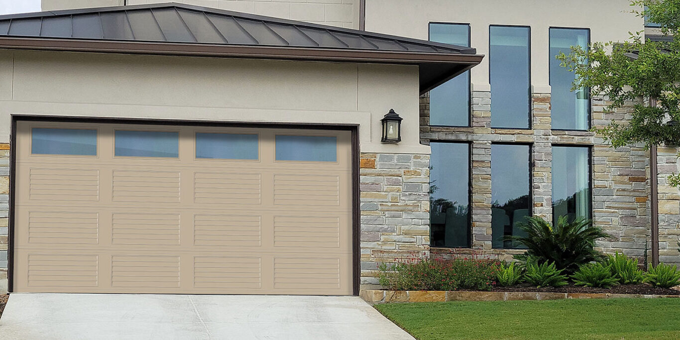 louvered panel door on a modern home