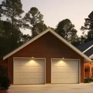 two white garage doors installed